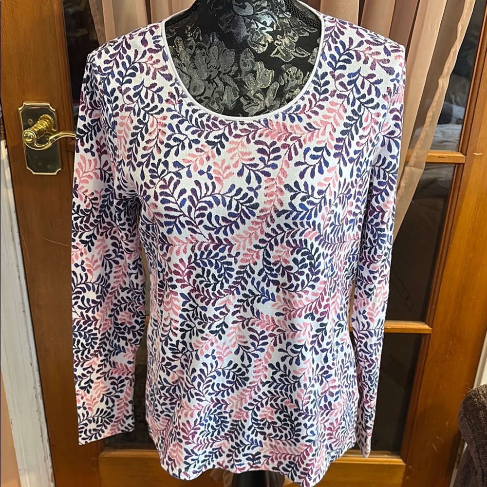 Karen Scott Floral Long Sleeve Women's Top, M